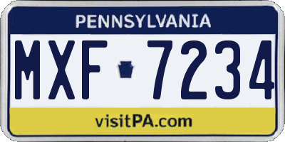 PA license plate MXF7234