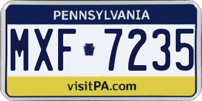 PA license plate MXF7235