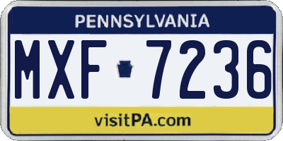 PA license plate MXF7236