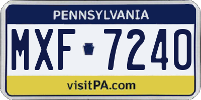 PA license plate MXF7240