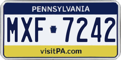 PA license plate MXF7242