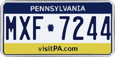 PA license plate MXF7244