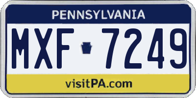 PA license plate MXF7249