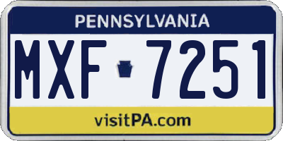 PA license plate MXF7251