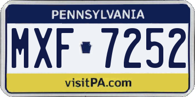 PA license plate MXF7252