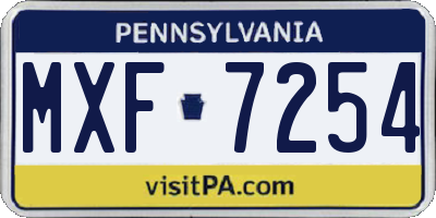 PA license plate MXF7254