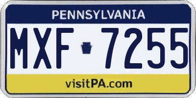 PA license plate MXF7255