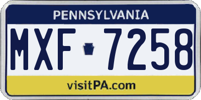 PA license plate MXF7258