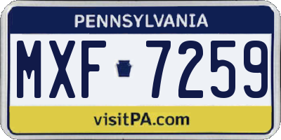 PA license plate MXF7259