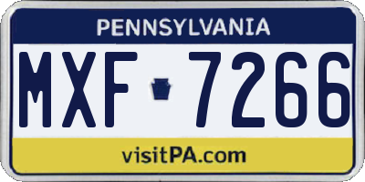 PA license plate MXF7266