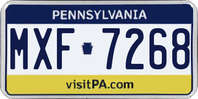 PA license plate MXF7268