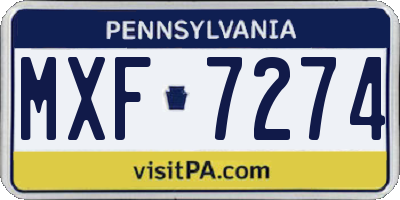 PA license plate MXF7274