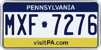 PA license plate MXF7276