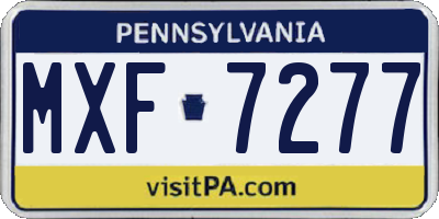 PA license plate MXF7277