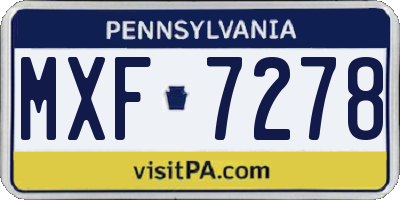 PA license plate MXF7278