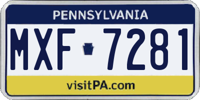 PA license plate MXF7281