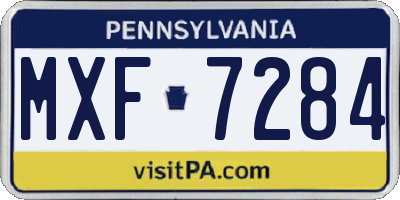 PA license plate MXF7284