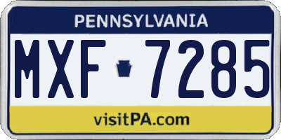 PA license plate MXF7285
