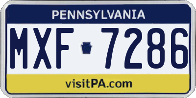 PA license plate MXF7286