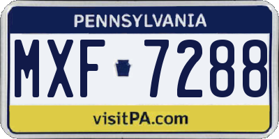 PA license plate MXF7288