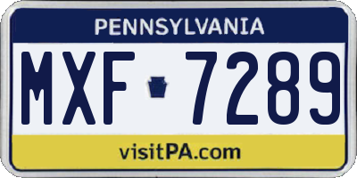 PA license plate MXF7289