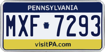 PA license plate MXF7293