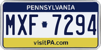 PA license plate MXF7294