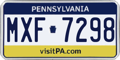 PA license plate MXF7298
