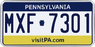 PA license plate MXF7301