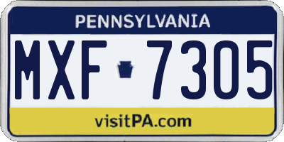 PA license plate MXF7305