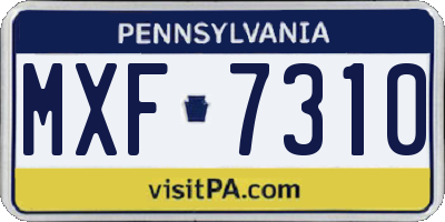 PA license plate MXF7310