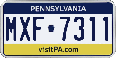 PA license plate MXF7311
