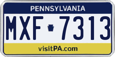 PA license plate MXF7313
