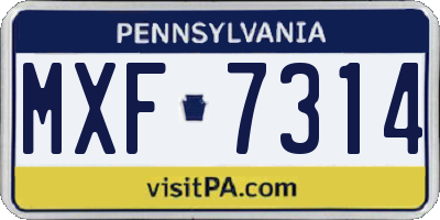PA license plate MXF7314