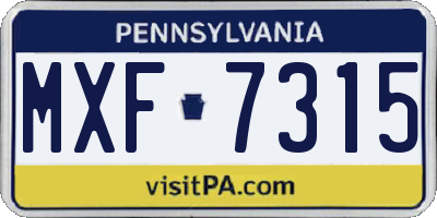 PA license plate MXF7315