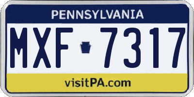 PA license plate MXF7317