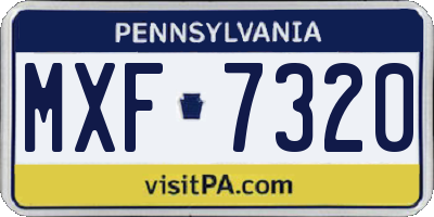 PA license plate MXF7320