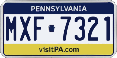 PA license plate MXF7321
