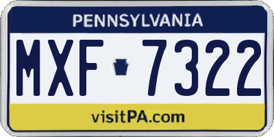 PA license plate MXF7322