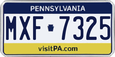 PA license plate MXF7325