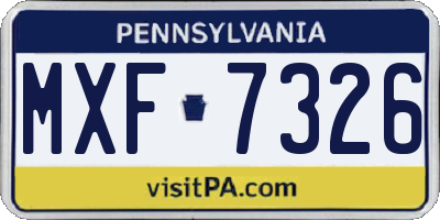PA license plate MXF7326