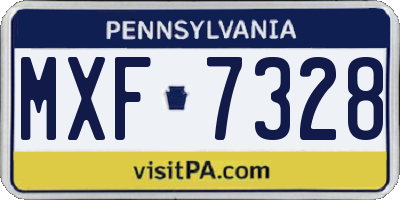 PA license plate MXF7328