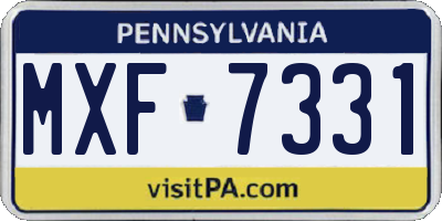 PA license plate MXF7331