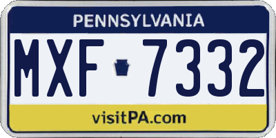 PA license plate MXF7332