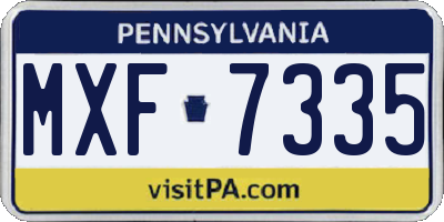 PA license plate MXF7335