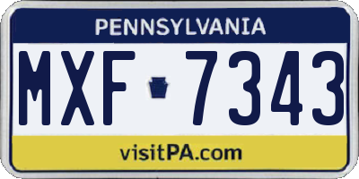 PA license plate MXF7343