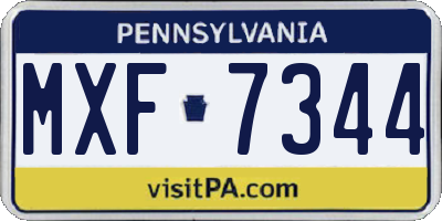 PA license plate MXF7344