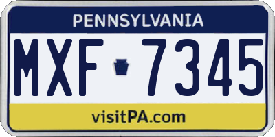 PA license plate MXF7345