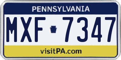 PA license plate MXF7347