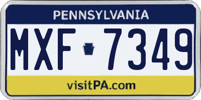 PA license plate MXF7349